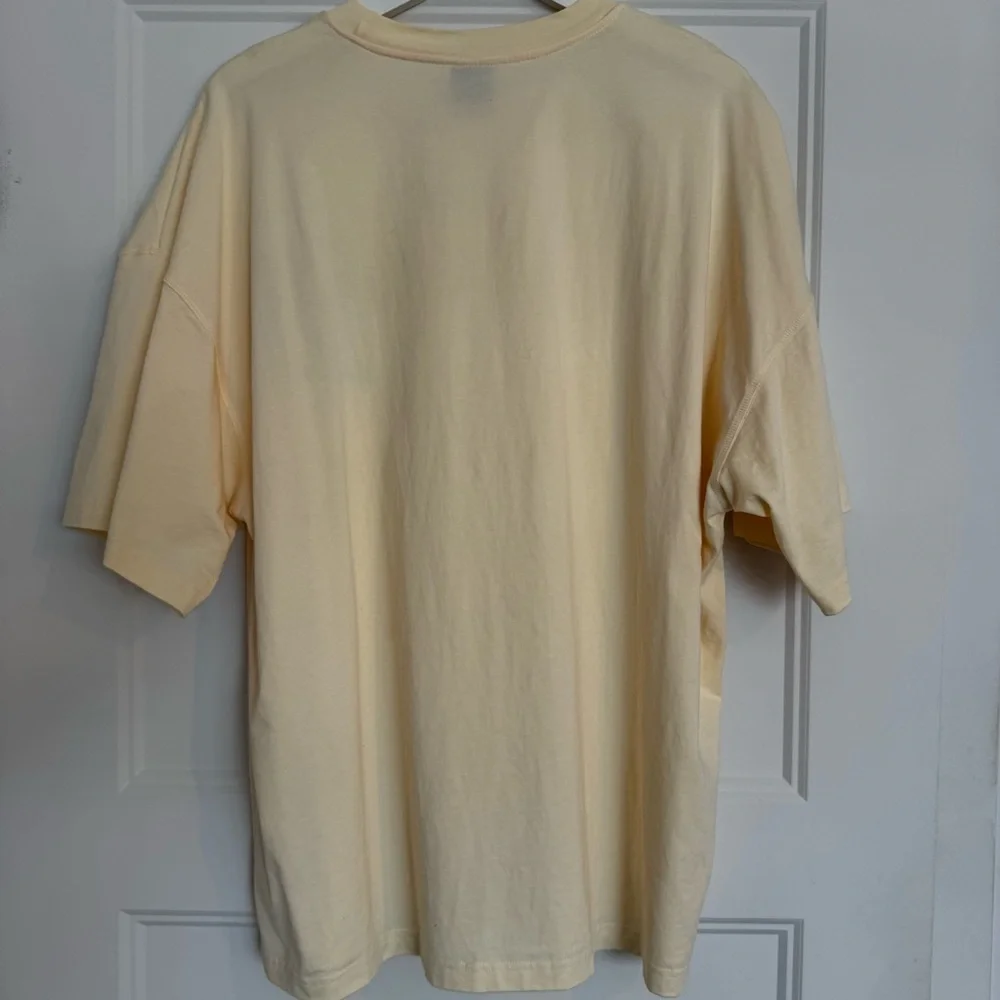 Nanushka Organic Cotton Embroidered Graphic Tee - Cream Butter Yellow - L - Picture 6 of 11